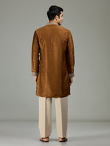 Brown antique Persian velvet heritage men kurta suit