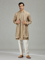 Dark beige classic embroidered men kurta suit