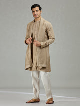 Dark beige classic embroidered men kurta suit