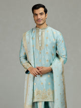 Sky blue elegant men kurta suit