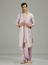 Lilac purple royal embroidered men kurta suit
