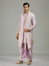 Lilac purple royal embroidered men kurta suit