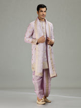 Lilac purple royal embroidered men kurta suit