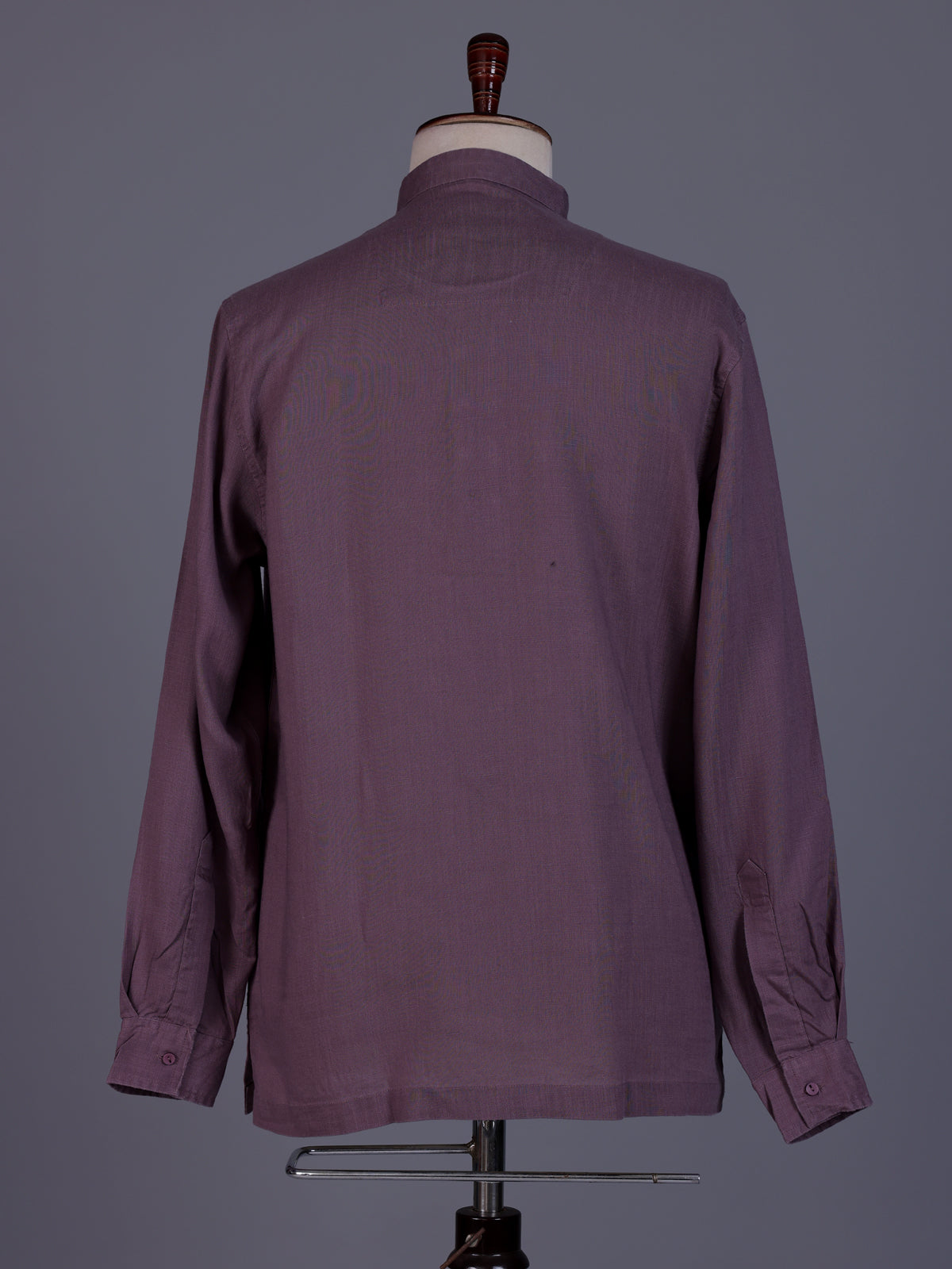 Lavender purple linen silk mens short kurta with Chinese collar