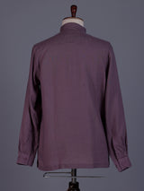 Lavender purple linen silk mens short kurta with Chinese collar