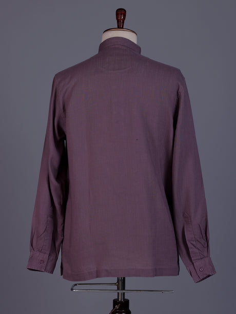Lavender purple linen silk mens short kurta with Chinese collar