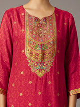 Rani pink peacock festive women kurti set