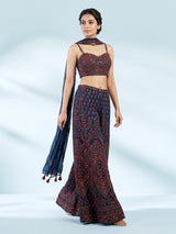 Navy blue georgette salwar suit with intricate zardosi embellishments