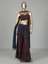 Navy blue georgette salwar suit with intricate zardosi embellishments