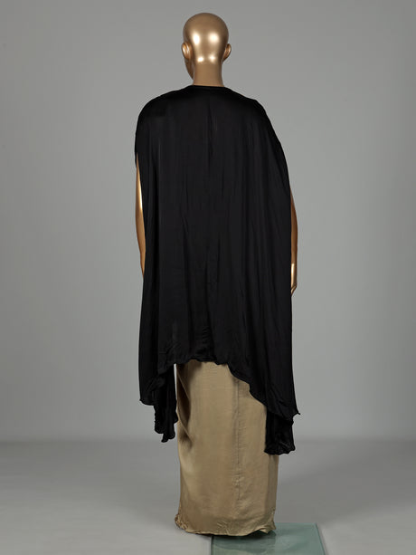 Black beige satin silk indowestern suit with zardosi embellishments