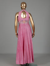 Pink silk anarkali suit with tassel and zardosi embellishments