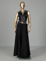 Black raw silk designer salwar suit with bead embellishments