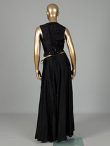 Black raw silk designer salwar suit with bead embellishments