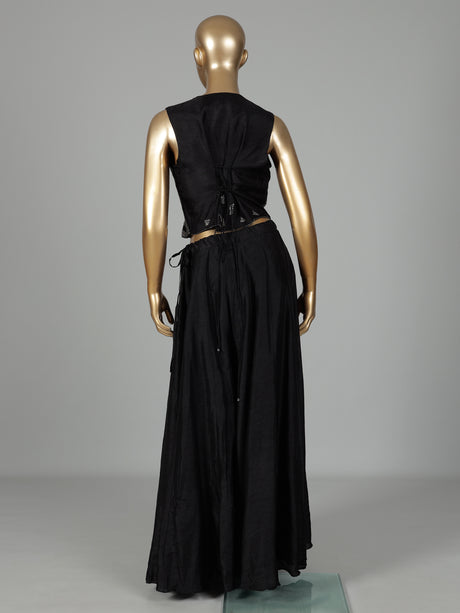 Black raw silk designer salwar suit with bead embellishments