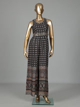 Black cotton silk printed jumpsuit with zardosi embellishments