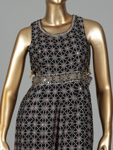 Black cotton silk printed jumpsuit with zardosi embellishments
