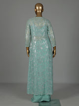 Mint green georgette indowestern suit with sequined jacket