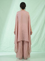 Mauve onion pink silk indowestern suit with embellished shrug