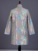Multi color Banarasi Brocade mens kurta with paisley zari motifs