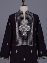 Dark wine georgette mens kurta suit with embellished dupatta