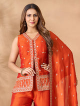 Orange silk palazzo suit for festive celebration