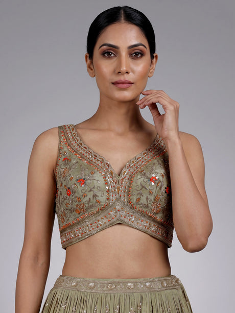 Pista green wedding wear lehenga choli in silk