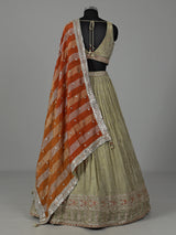 Pista green wedding wear lehenga choli in silk