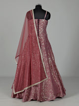 Onion pink silk lehenga choli with zardosi detailing