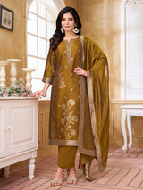 Mehendi green silk salwar suit with intricate zardosi and embroidery