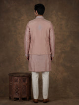 Onion pink botanical filigree raw silk men waistcoat set