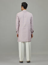 Lilac purple zardosi linen men kurta suit
