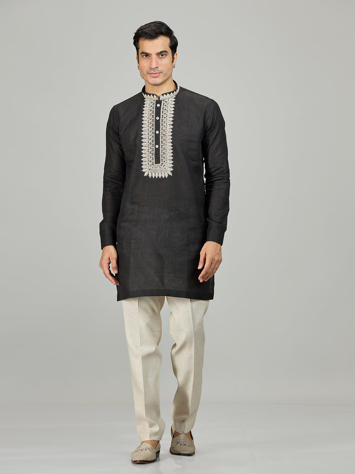 Black classic embroidered premium men kurta suit