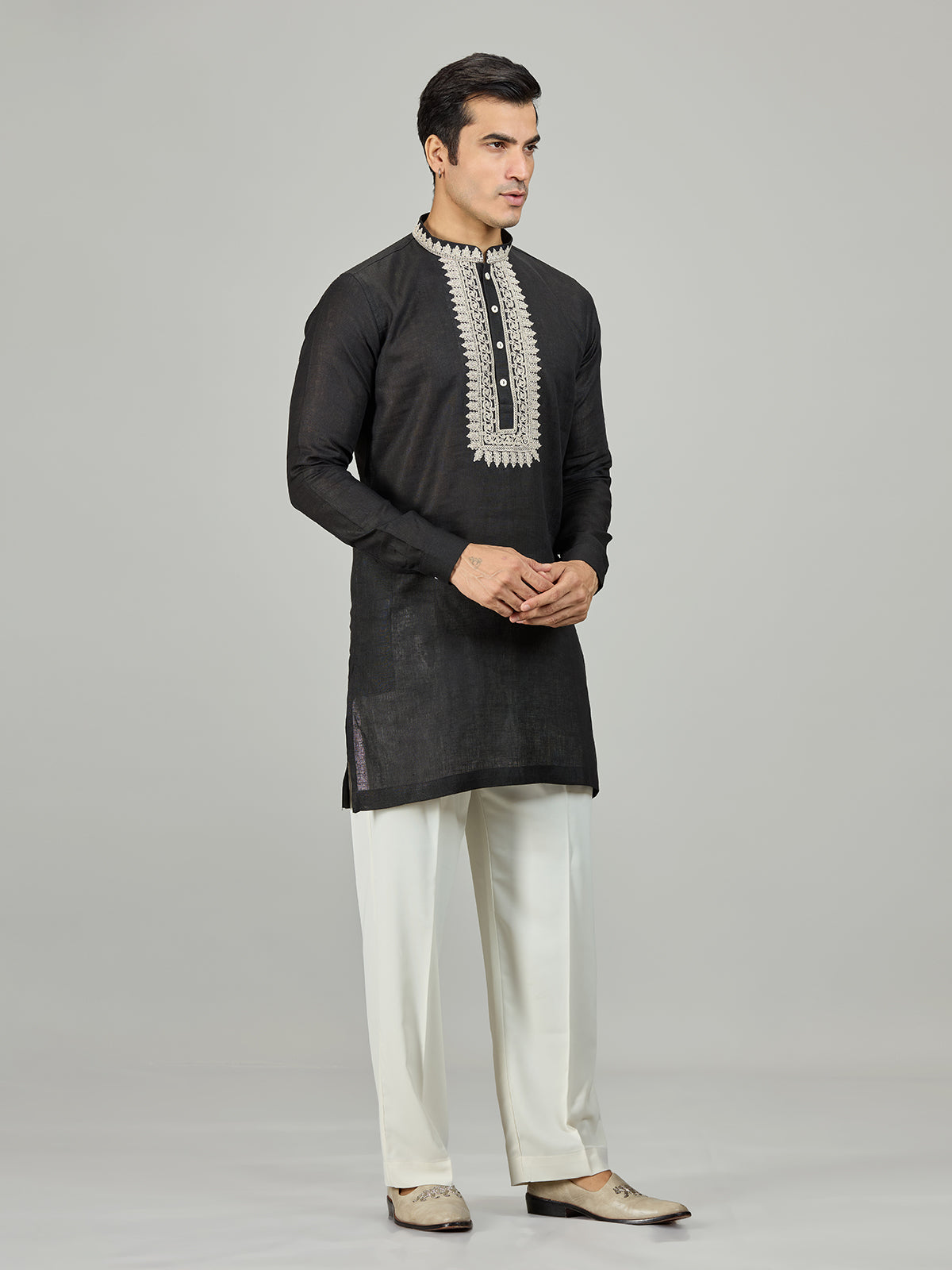 Black classic embroidered premium men kurta suit