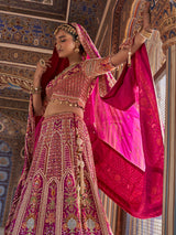 Magenta pink mughal floral women bridal lehenga choli
