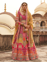 Yellow royal elephant motif women bridal lehenga choli