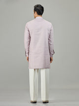 Lilac purple royal botanical linen men kurta suit