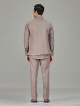 Dusty onion pink floral linen nehru jacket set