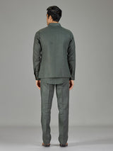 Sage green contemporary floral linen waistcoat set
