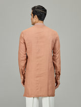 Rust peach botanical linen men kurta