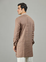 Brown heritage chikan linen men kurta