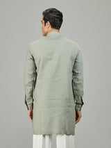 Stone green linen men kurta
