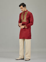 Maroon festive men kurta suit