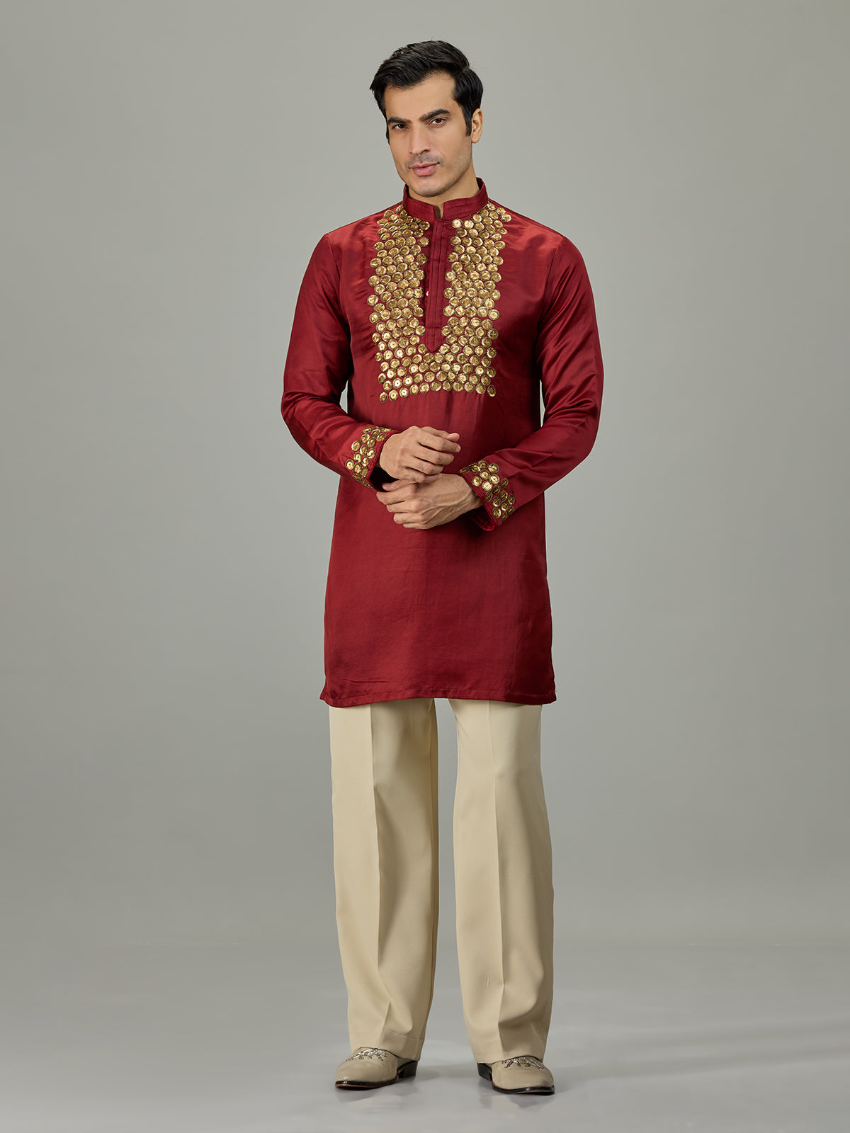 Maroon festive men kurta suit