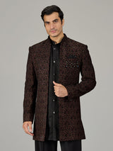 Black persian floral jacket men indo western