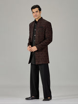 Black persian floral jacket men indo western