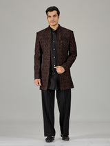 Black persian floral jacket men indo western