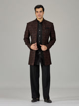 Black persian floral jacket men indo western