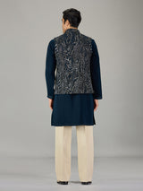 Rama blue climbing vine men waistcoat set