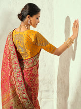 Red royal shikargah designer women bandhej saree