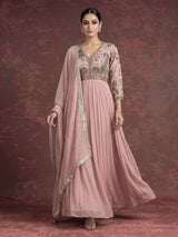 Lilac purple botanical designer women floor length suit